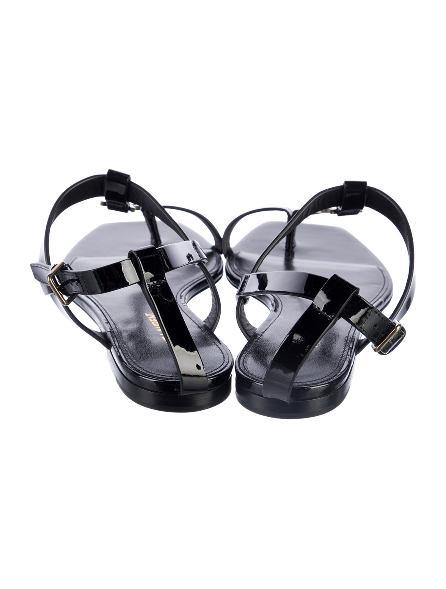 Saint Laurent Patent Leather T-Strap Sandals